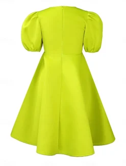 Women's Party Dress Homecoming Dress Cocktail Dress Ruched Crew Neck Short Sleeve Midi Dress Wedding Guest Birthday Black White Summer Spring