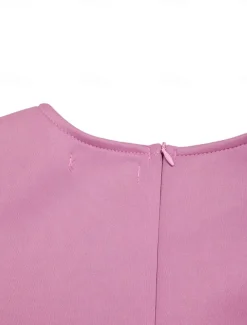 Women's Party Dress Homecoming Dress Cocktail Dress Ruched Crew Neck Short Sleeve Midi Dress Wedding Guest Birthday Black White Summer Spring