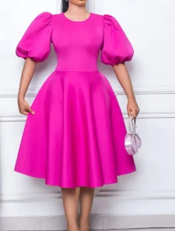 Women's Party Dress Homecoming Dress Cocktail Dress Ruched Crew Neck Short Sleeve Midi Dress Wedding Guest Birthday Black White Summer Spring