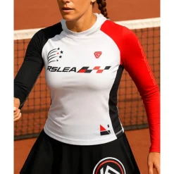 Women's Patchwork Tennis Top Long Sleeve Reflective Strip Sweat-Wicking Moisture Wicking Breathable Tennis Golf Pickleball Hooded White Red Tennis Clothing
