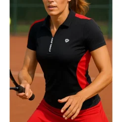 Women's Patchwork Tennis Top Short Sleeves Zipper Sweat-Wicking Moisture Wicking Breathable Tennis Golf Pickleball Black White Red Tennis Clothing