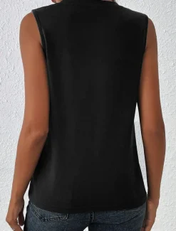 Women's Patriotic Camisole Tank Top Graphic Flag Casual Sleeveless Sleeveless U Neck Regular Tops Daily Buttons Print Black Summer