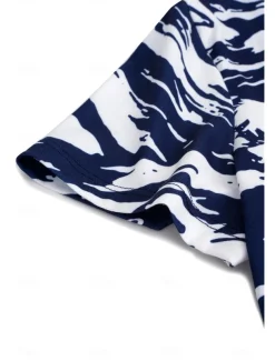 Women's Patriotic T Shirt American Flag Camo Print Red White And Blue Short Sleeve V Neck Button Detail Casual Summer Top Regular Plus Size Clothing Apparel