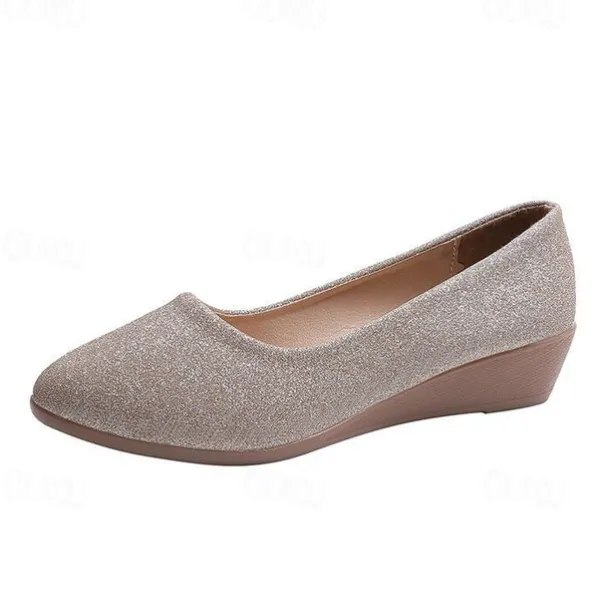 Women's Pink Glitter Wedge Flats – Comfortable Slip-On Sparkly Flats for Casual Outings, Parties, and Everyday Wear
