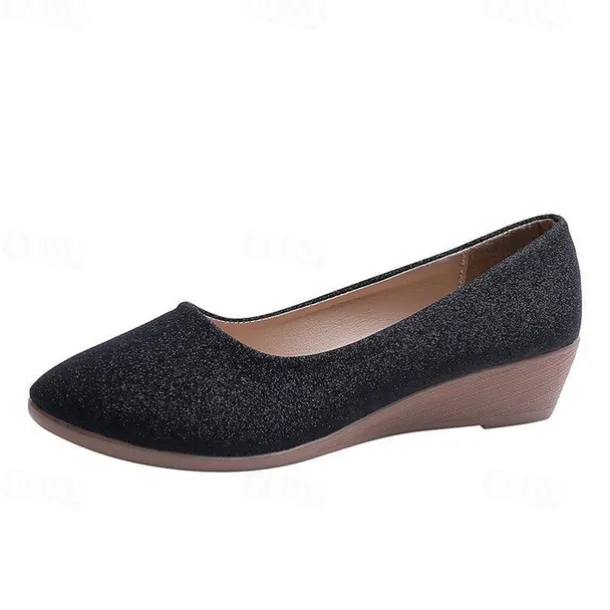 Women's Pink Glitter Wedge Flats – Comfortable Slip-On Sparkly Flats for Casual Outings, Parties, and Everyday Wear