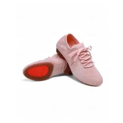 Women's Pink Knit Lace-Up Dance Shoes with Low Heel – Comfortable Casual & Ballroom Shoes
