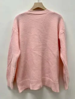 Women's Pink Long Cardigan V Neck Cable Knit Knitted Fall Winter Work Elegant Fashion Daily Long Sleeve Solid Color Pink Camel