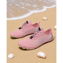 Women's Pink Quick-Dry Water Shoes – Breathable Mesh Aqua Sneakers for Beach, Boating & Swim Sports