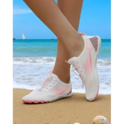 Women's Pink Quick-Dry Water Shoes – Breathable Mesh Aqua Sneakers for Beach, Boating & Swim Sports