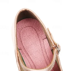Women's Pink Satin Ballroom Dance Shoes – Mary Jane Latin Heels with Suede Sole for Performance & Practice