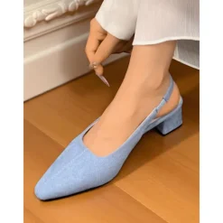 Women's Pink Velvet Slingback Block Heel Pumps, Elegant Low Heels for Casual Dates and Everyday Outfits