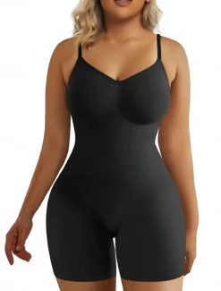 Women's Plus Size Bodysuits Body Shaper Pure Color Fashion Hot Vacation Gyms Nylon Breathable Straps Sleeveless Backless Summer Spring Home Outfits