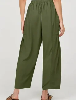 Women's Plus Size Cotton Linen Shorts Linen-Inspired Pants Cotton Linen Pants Casual Daily Full Length High Waist High Rise Solid Colored Pocket Wide Leg Inelastic Daily Wear Green All Seasons