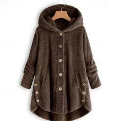 Women's Plus Size Fleece Shirts Fleece Jacket Sports Teddy Pullover Fleece Solid Color Street Casual Hoodie Buttons Front Pocket Long Sleeve claret turmeric Black Pink Navy Blue Fall