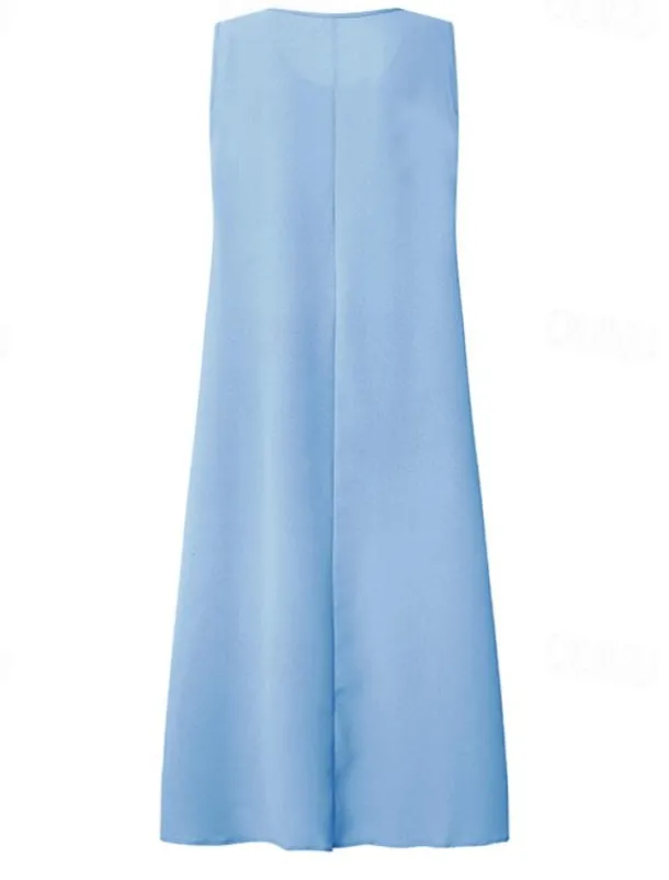 Women's Plus Size Knee Length Dress Lace Dress Dress Set Two Piece Dress Church Dress Elegant Classic Chinoiserie Formal Vacation Wedding Guest Regular Fit Pure Color Half Sleeve Crew Neck Light Blue