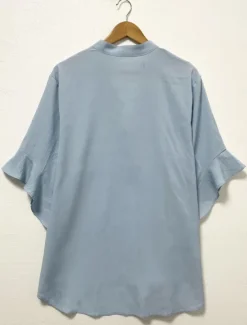 Women's Plus Size Linen-Inspired Shirts Blouse Solid Color Casual Short Sleeve V Neck Regular Tops Daily Blue All Seasons