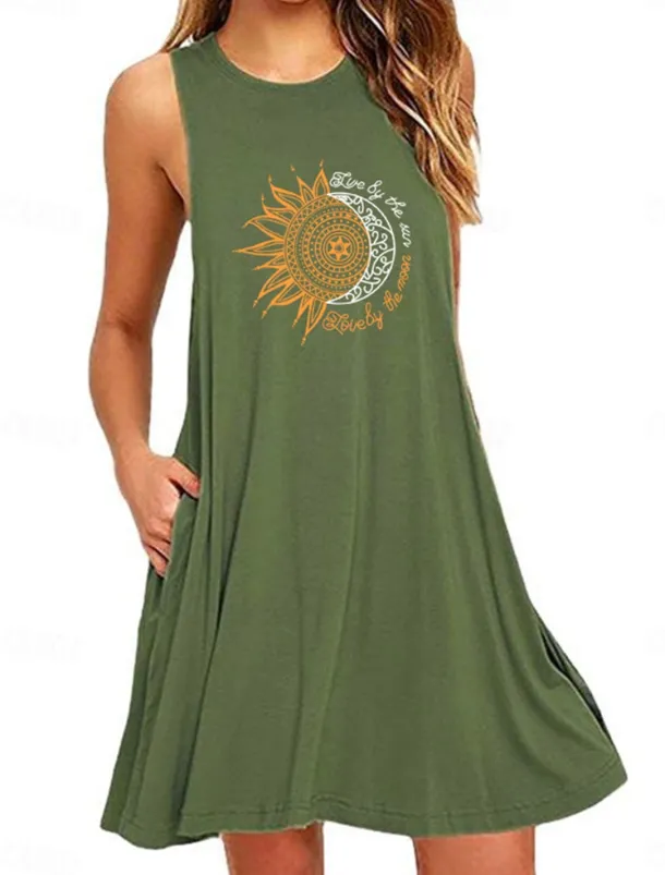 Women's Plus Size Loungewear Nightgown Nightshirt Dress Flower Basic Casual Comfort Home Daily Vacation Cotton Breathable Crew Neck Sleeveless Pocket Summer Spring Home Outfits