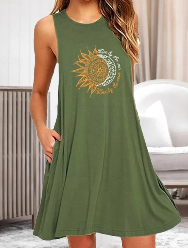 Women's Plus Size Loungewear Nightgown Nightshirt Dress Flower Basic Casual Comfort Home Daily Vacation Cotton Breathable Crew Neck Sleeveless Pocket Summer Spring Home Outfits