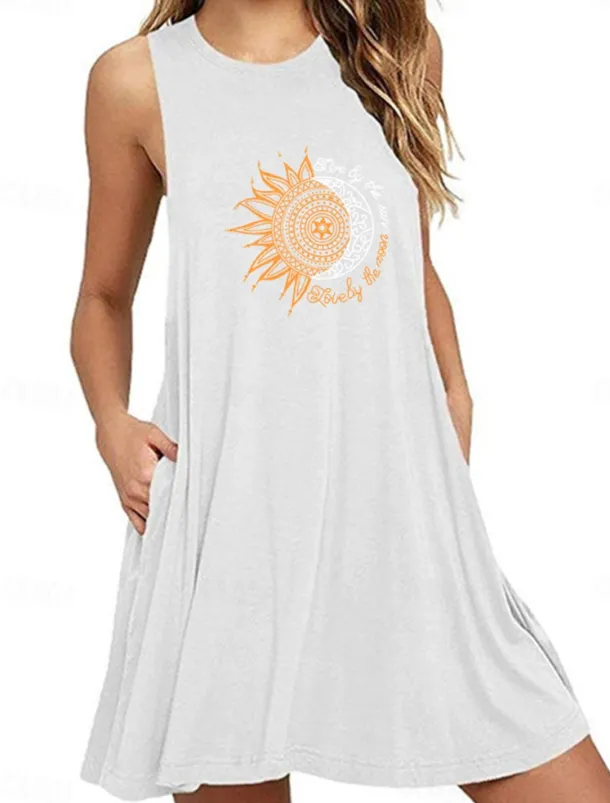 Women's Plus Size Loungewear Nightgown Nightshirt Dress Flower Basic Casual Comfort Home Daily Vacation Cotton Breathable Crew Neck Sleeveless Pocket Summer Spring Home Outfits