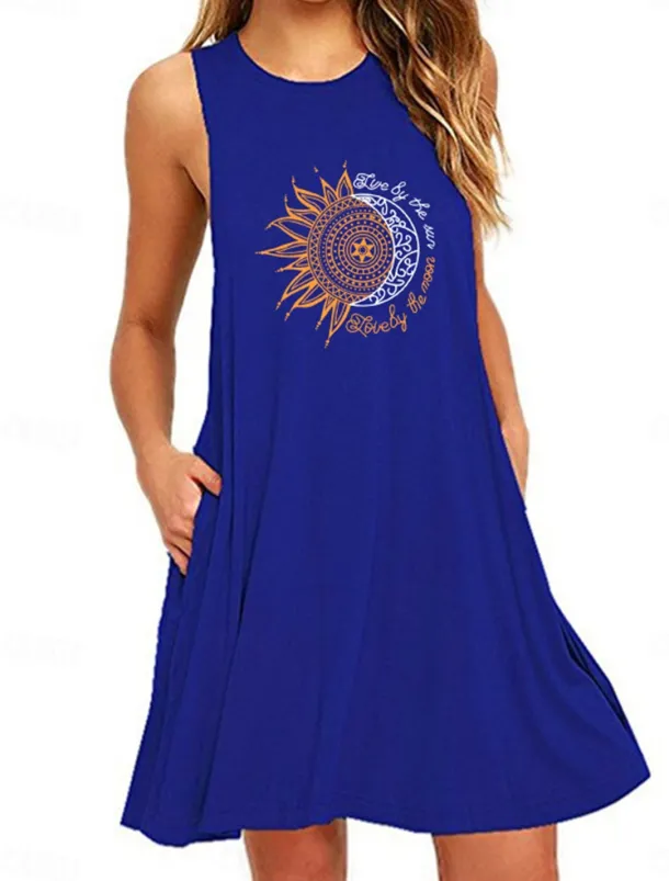 Women's Plus Size Loungewear Nightgown Nightshirt Dress Flower Basic Casual Comfort Home Daily Vacation Cotton Breathable Crew Neck Sleeveless Pocket Summer Spring Home Outfits