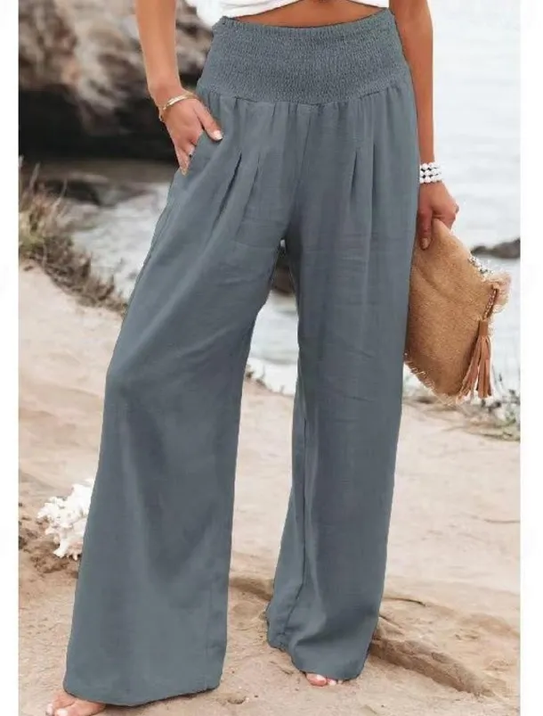 Women's Plus Size Loungewear Pants Fashion Casual Soft Pure Color Pocket Pant Vacation Home Daily Long Pant Black White Light Green Pink Army Green Summer Spring