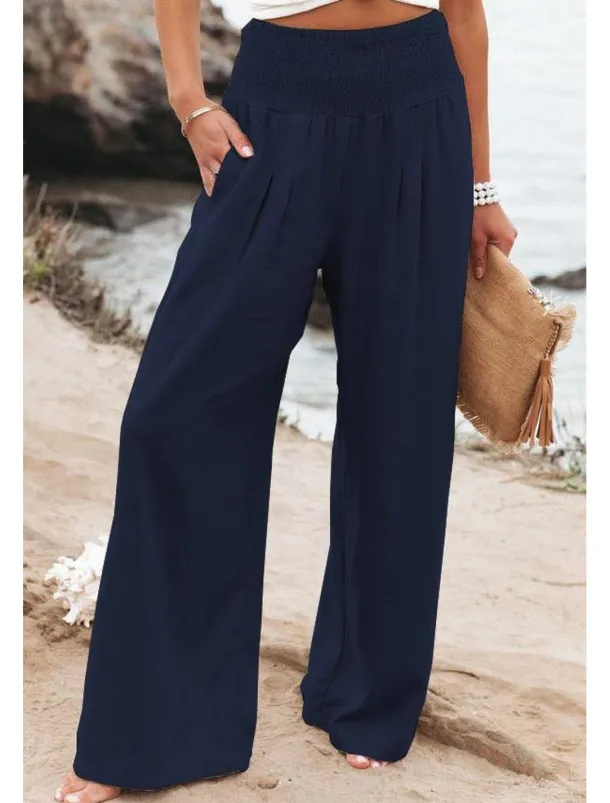 Women's Plus Size Loungewear Pants Fashion Casual Soft Pure Color Pocket Pant Vacation Home Daily Long Pant Black White Light Green Pink Army Green Summer Spring