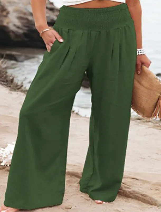 Women's Plus Size Loungewear Pants Fashion Casual Soft Pure Color Pocket Pant Vacation Home Daily Long Pant Black White Light Green Pink Army Green Summer Spring