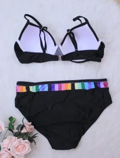 Women's Plus Size Swimwear Bikini 2 Piece Swimsuit 2 Piece Push Up Sexy High Waisted for Big Busts Beach Wear Chic & Modern Color Block Bathing Suits