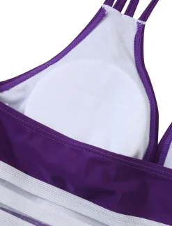 Women's Plus Size Swimwear Tankini 2 Piece Swim Dress Swimsuit 2 Piece Modest Swimwear Open Back Printing for Big Busts Vacation Cute Floral Leaf V Wire Sleeveless Bathing Suits