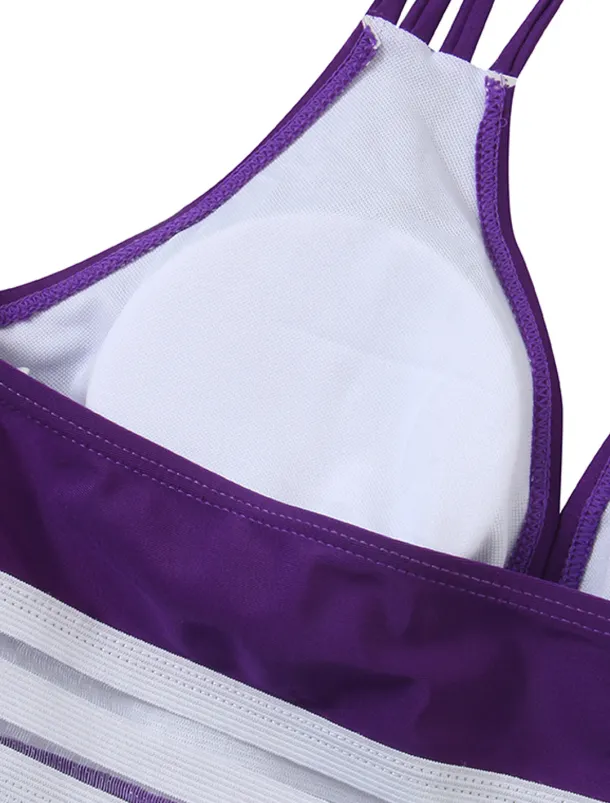 Women's Plus Size Swimwear Tankini 2 Piece Swim Dress Swimsuit 2 Piece Modest Swimwear Open Back Printing for Big Busts Vacation Cute Floral Leaf V Wire Sleeveless Bathing Suits