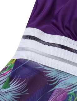 Women's Plus Size Swimwear Tankini 2 Piece Swim Dress Swimsuit 2 Piece Modest Swimwear Open Back Printing for Big Busts Vacation Cute Floral Leaf V Wire Sleeveless Bathing Suits