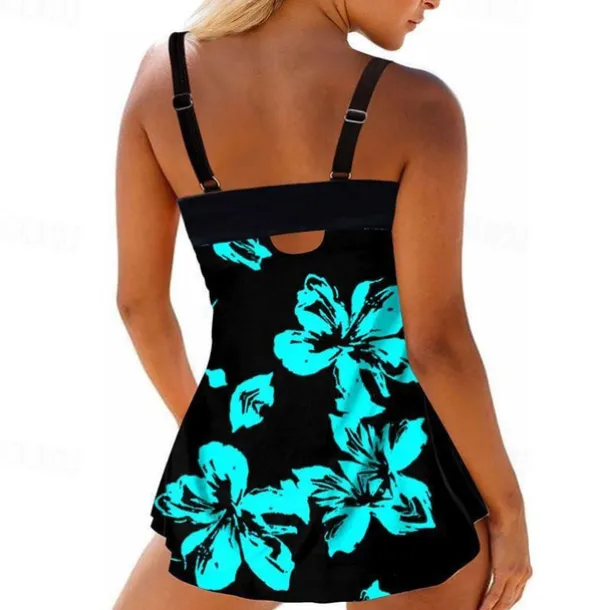 Women's Plus Size Swimwear Tankini 2 Piece Swim Dress Swimsuit 2 Piece Summer Floral Strap Sleeveless Bathing Suits