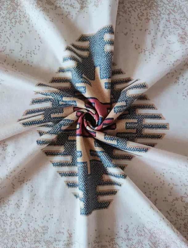 Women's Plus Size T Shirt V Neck Long Sleeve Tunic Graphic Geometric Vintage Basic Ethnic Long Tops Daily Weekend Print Blue Khaki Fall & Winter