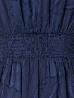 Women's Plus Size Wedding Guest Cocktail Dress Maxi Dress Lace Ruffle Party Elegant Formal V Neck Half Sleeve Flutter Sleeve Dark Blue Color