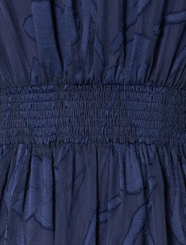 Women's Plus Size Wedding Guest Cocktail Dress Maxi Dress Lace Ruffle Party Elegant Formal V Neck Half Sleeve Flutter Sleeve Dark Blue Color