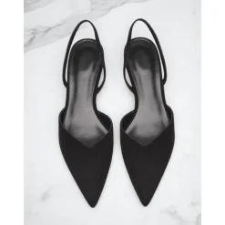 Women's Pointed Toe Slingback Pumps – Low Heel Faux Leather Heels for Elegant Office and Dress Occasions