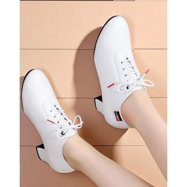 Women's Professional Dance Shoes - Burgundy Lace-Up Practice Heels with Comfortable Block Heel and Soft Leather Finish, Ideal for Ballroom, Latin and Jazz Dance Training