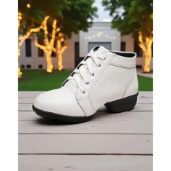 Women's Professional Dance Shoes - Burgundy Lace-Up Jazz and Practice Boots with Split Sole Design, Comfortable Soft Leather Footwear for Ballroom, Latin and Stage Performances