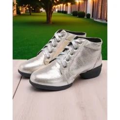 Women's Professional Dance Shoes - Burgundy Lace-Up Jazz and Practice Boots with Split Sole Design, Comfortable Soft Leather Footwear for Ballroom, Latin and Stage Performances