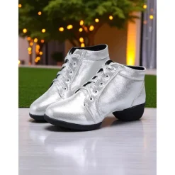 Women's Professional Dance Shoes - Burgundy Lace-Up Jazz and Practice Boots with Split Sole Design, Comfortable Soft Leather Footwear for Ballroom, Latin and Stage Performances