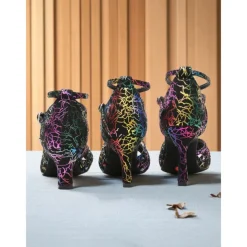 Women's Professional Satin Dance Sandals with Rainbow Cracked Design and Adjustable Ankle Strap for Ballroom and Latin Dance