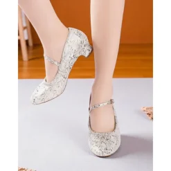 Women's Professional Snake Print Dance Shoes with Adjustable Ankle Strap and Mid Heel for Ballroom and Latin Dance