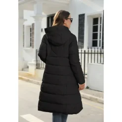 Women's Puffer Jacket Hoodie Jacket Hiking Windbreaker Winter Outdoor Thermal Warm Windproof Outerwear Winter Jacket Full Length Visible Zipper Fishing Camping / Hiking / Caving Traveling Black Red