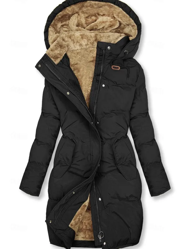 Women's Puffer Jacket Winter Windproof Jacket Winter Coat Comfortable Street Casual Daily Zipper Pocket Hoodie Casual Street Style Plain Regular Fit Outerwear Long Sleeve Winter Fall Green