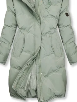 Women's Puffer Jacket Winter Windproof Jacket Winter Coat Comfortable Street Casual Daily Zipper Pocket Hoodie Casual Street Style Plain Regular Fit Outerwear Long Sleeve Winter Fall Green