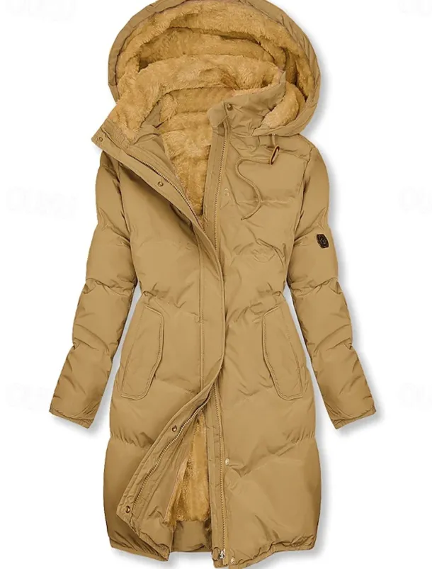 Women's Puffer Jacket Winter Windproof Jacket Winter Coat Comfortable Street Casual Daily Zipper Pocket Hoodie Casual Street Style Plain Regular Fit Outerwear Long Sleeve Winter Fall Green