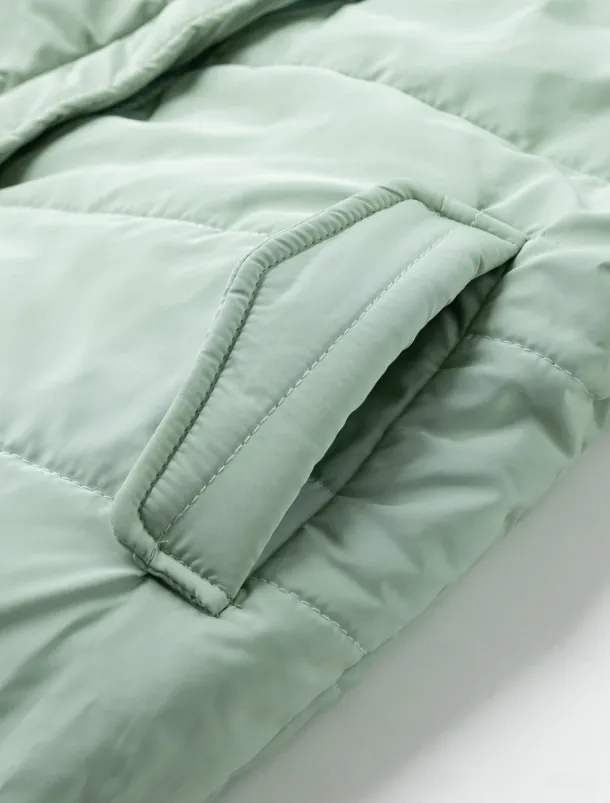 Women's Puffer Jacket Winter Windproof Jacket Winter Coat Comfortable Street Casual Daily Zipper Pocket Hoodie Casual Street Style Plain Regular Fit Outerwear Long Sleeve Winter Fall Green