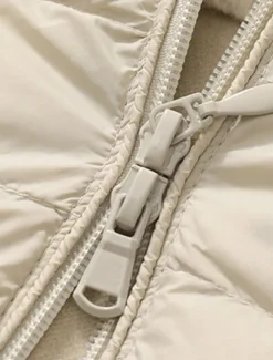 Women's Puffer Vest Warm Breathable Zipper Pocket Casual Plain Vacation Street Daily Wear Going out Zipper Long Hoodie Regular Fit Sleeveless Outerwear Black Pink Beige Fall Winter