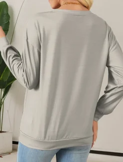 Women's Pullover Casual Dog Dailywear Casual Crew Neck Print Long Sleeve Beige Fall Winter