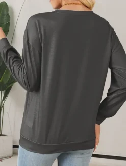 Women's Pullover Casual Letter Dailywear Casual Crew Neck Print Long Sleeve Gray Fall Winter